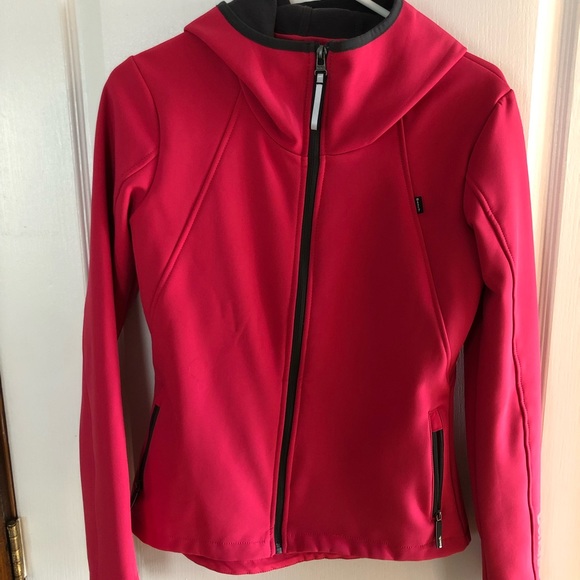 Bench Urbanwear women’s hooded running jacket, pink/gray, reflective,medium, EUC - Picture 2 of 4